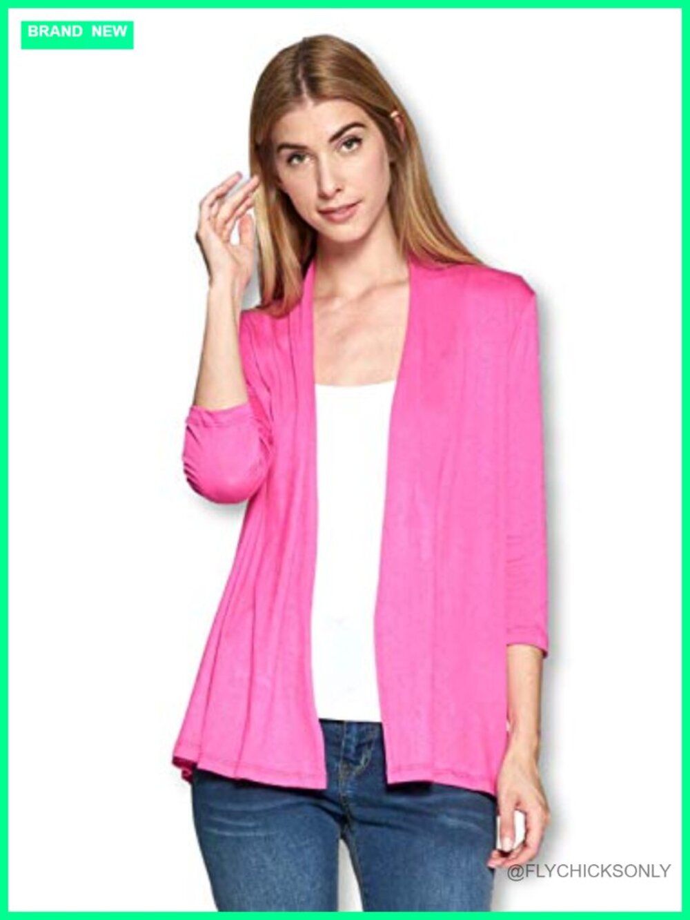 Women's 3/4 Sleeve Open Front Cardigan - Viscose from Bamboo Soft